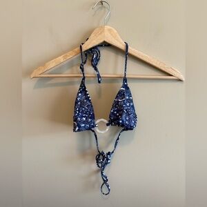 Ralph Lauren | Blue and White Bikini Top, Floral, String Bikini, Size XS